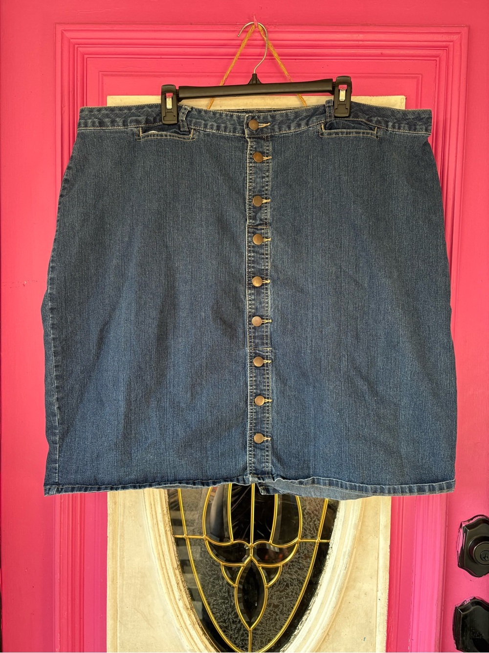 Avenue Button-Front Denim Mini Skirt - Blue
